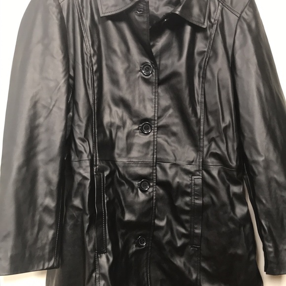 NWOT Sputer Black synthetic leather 5 button 3/4 length Coat Sz 3XL. - Picture 2 of 9